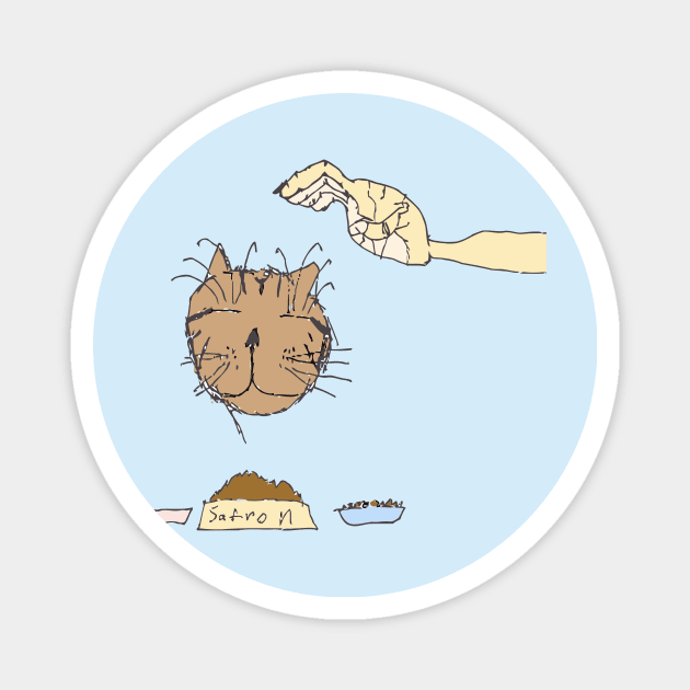 Petting Hungry Cat Magnet by Tykewise